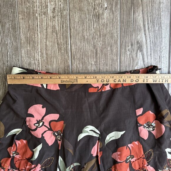 Talbot Skirt Womens 14 Brown A Line Floral Beaded Silk Fairycore Embroidered - Picture 7 of 10